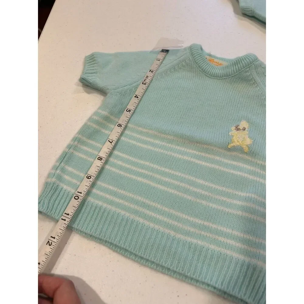 Vintage Heirloom Renro Italian Baby Blue Short Sleeve Knit Top w/Bloomers Medium